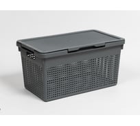 Корзинка Violet Лофт узкая с крышкой 21 л серая набор 3 шт N-5621/3-18