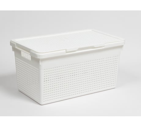 Корзина Violet Лофт узкая с крышкой 21 л белая 562106