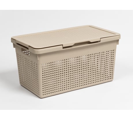 Корзина Violet Лофт узкая с крышкой 21 л латте набор 3 шт N-5621/3-20