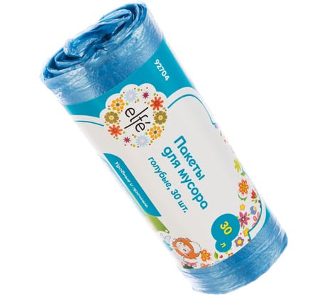 Пакеты для мусора 30 л 30 шт. голубые Elfe 92704