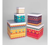 Набор подарочных коробок для хранения Cartonnage 5 в 1, 5 квадратных коробок-матрешек разного размера и дизайна, 10x10x10 - 26x26x26 см NKK.19.7.1.K