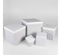 Набор подарочных коробок для хранения Cartonnage 5 в 1, 5 квадратных коробок-матрешек разного размера и дизайна, 10x10x10 - 26x26x26 см NKK.19.13.18.K