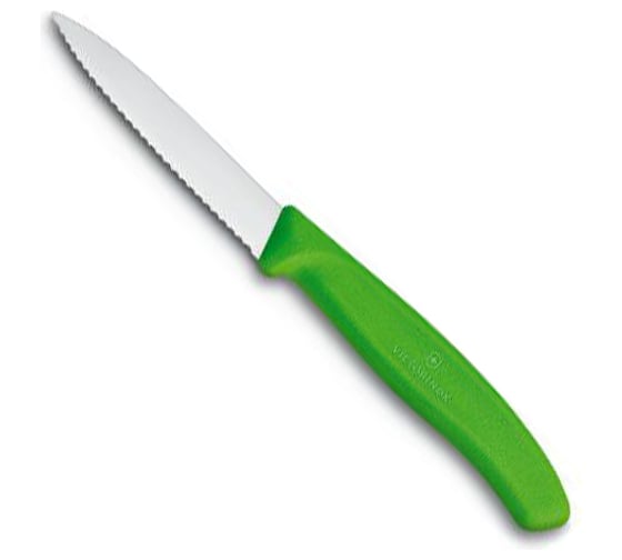 Нож для очистки овощей Victorinox лезвие 8 см, волнистое, зеленый 6.7636.L114 1