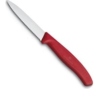 Нож для очистки овощей Victorinox лезвие 8 см, волнистое, красный 6.7631