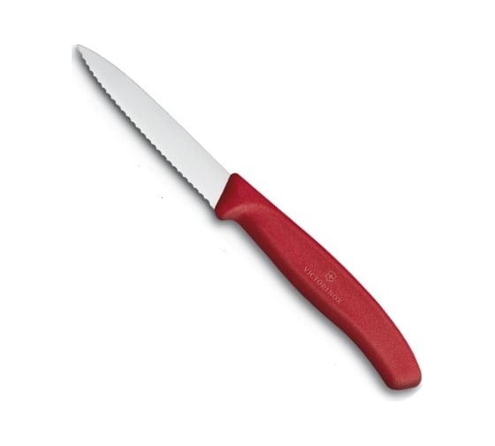 Нож для очистки овощей Victorinox лезвие 8 см, волнистое, красный 6.7631 1