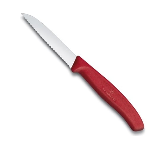 Нож для очистки овощей Victorinox лезвие 8 см, волнистое, красный 6.7431 1