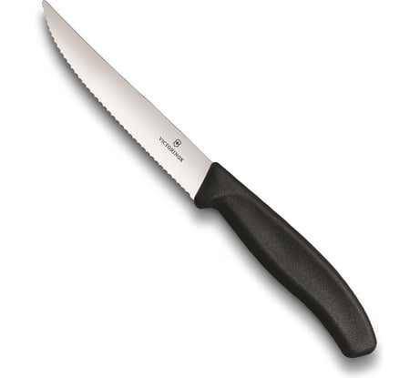 Нож для стейков и пиццы Victorinox Gourmet лезвие 12 см, волнистое, черный, 6.7933.12