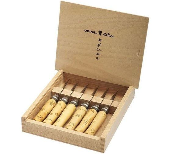 Набор ножей в деревянной коробке Opinel №7 Nature 6 штук 1555