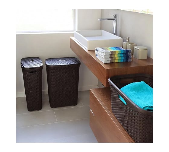 Корзина для белья CURVER rattan style 40 л, темно-коричневая 00709-210