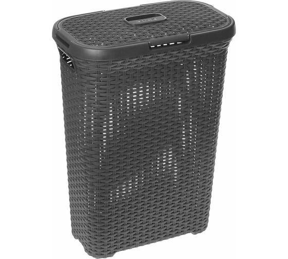Корзина для белья CURVER rattan style 40 л, темно-серая 00709-308
