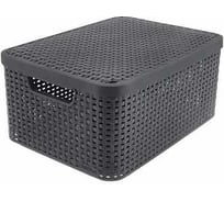 Корзина CURVER rattan style box m + крышка, темно-серая 03618-308