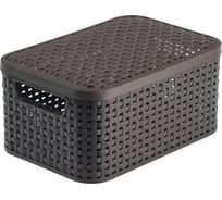 Корзина CURVER rattan style box s + крышка, темно-коричневая 03617-210