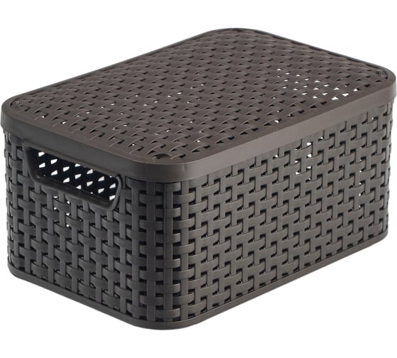 Корзина CURVER rattan style box s + крышка, темно-коричневая 03617-210