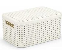 Корзина CURVER rattan style box s + крышка, кремовая 03617-885
