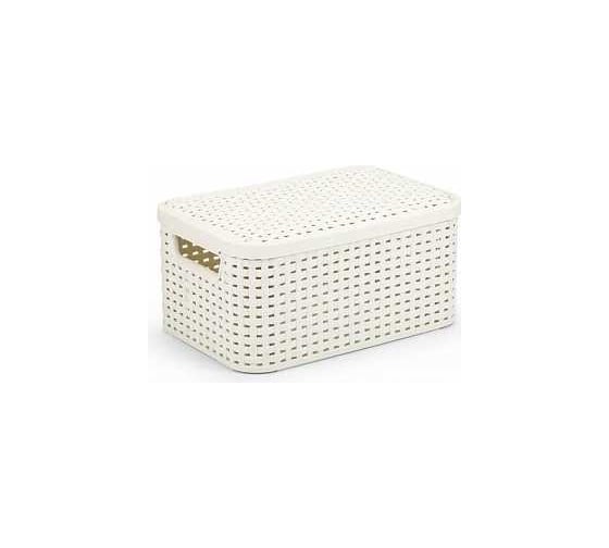 Корзина CURVER rattan style box s + крышка, кремовая 03617-885