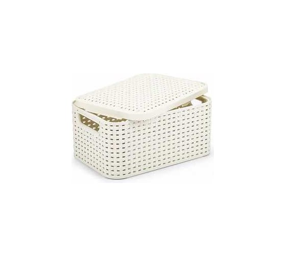 Корзина CURVER rattan style box s + крышка, кремовая 03617-885