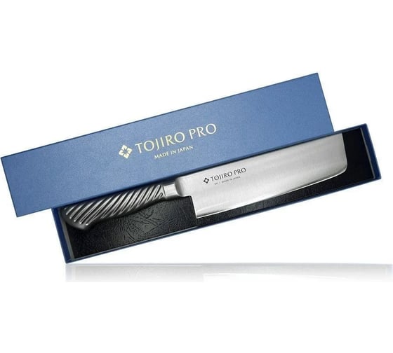 Овощной кухонный нож TOJIRO накири pro, длина лезвия 165 мм, сталь vg10, 3 слоя, рукоять сталь F-894