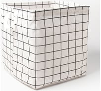 Текстильная корзина Доляна Клетка белая, 32х32х32 см 9771198