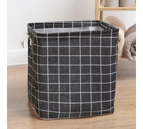 Текстильная корзина Доляна Клетка черная, 32х32х32 см 9771197