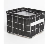 Текстильная корзинка Доляна Клетка черный, 12х15х20 см 9771193