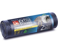 Пакеты для мусора двухслойные с завязками сверхпрочные 30 л Grifon Б0041953