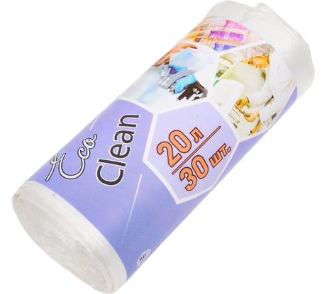 Мешки для мусора белые Ecoclean (30 шт; 20 л; 42х50 см; 6 мкм; ПНД) Концепция Быта 3286