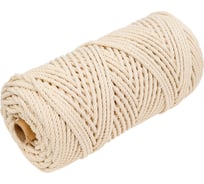 Веревка хлопковая крученая truEnergy диаметр 4 мм, бобина 100 м 12671