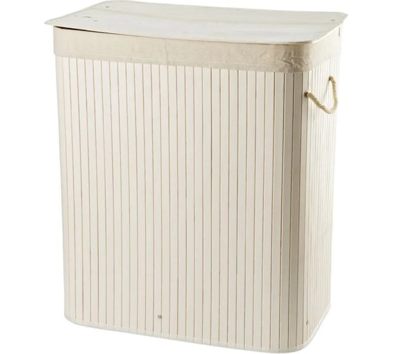 Корзина для белья ПраймДекор двойная, Double white, бамбук 50032170