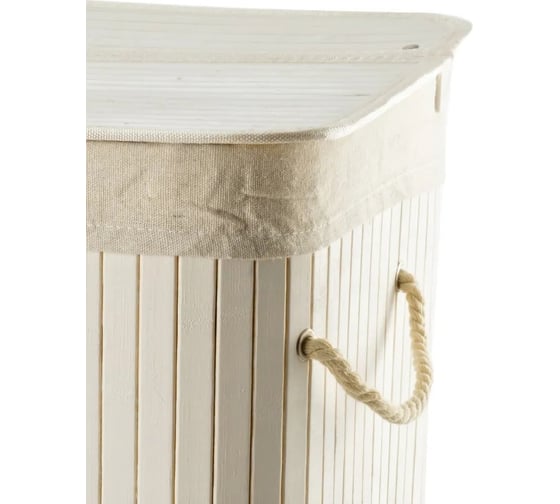 Корзина для белья ПраймДекор двойная, Double white, бамбук 50032170