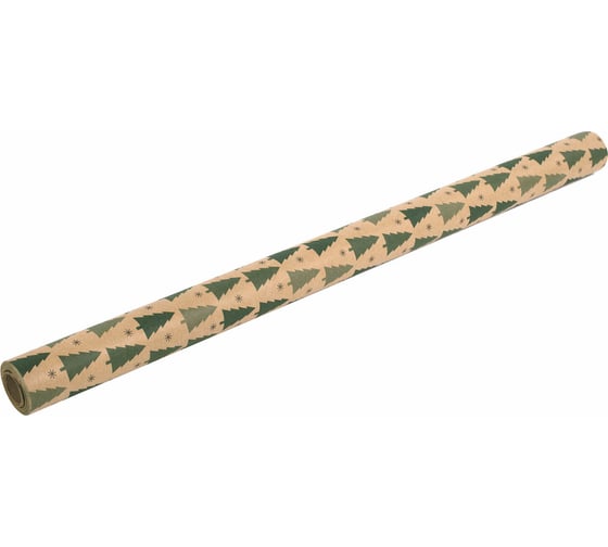 Упаковочная бумага Золотая сказка крафт, Big Size, новогодняя, Holiday Trees, 0.7x10 м 591946 1