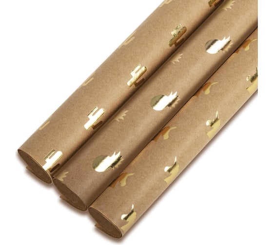 Упаковочная бумага Золотая сказка крафт, с эффектами, 3 шт., Trendy Kraft, 70x100 см 591938