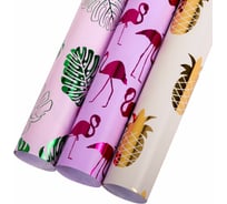 Упаковочная бумага Золотая сказка с эффектами, 3 шт., Colorful Tropics, 70x100 см 591945