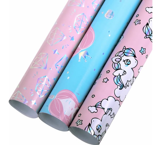 Упаковочная бумага Золотая сказка с эффектами, 3 шт. Cute Set, 70x100 см 591939 1