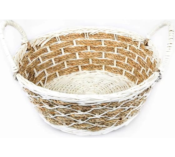Корзинка круглая Walmer с ручками PLAIT 27x27x10/16 см ротанг/джут W30232710 1