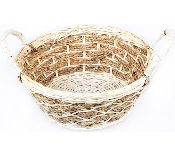 Корзинка круглая Walmer с ручками PLAIT 22x22x9/15 см ротанг/джут W30232209