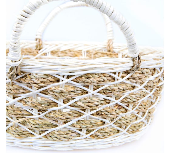 Корзинка круглая Walmer с ручками PLAIT 22x22x9/15 см ротанг/джут W30232209
