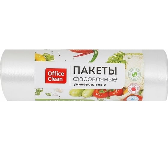 Пакеты фасовочные OfficeClean ПНД, 25х32 см, 6 мкм, рулон, 100 шт. 268814 1