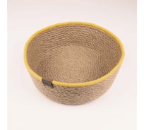 Корзина Nevidana's Home круглая средняя из джута 21хВ8 см с желтым кантом NHJUTE21X8Y