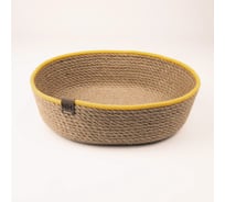 Корзина Nevidana's Home овальная большая из джута Д27 х Ш20 х В8 см  с желтым кантом NHJUTE27X20X8Y