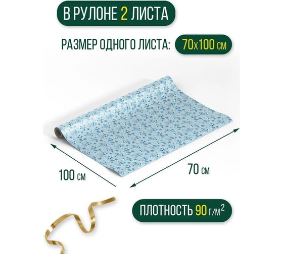 Упаковочная бумага ND Play LOL светло-голубая, в полоску, 700x1000 мм, 2 шт. в рулоне EV 19 289295