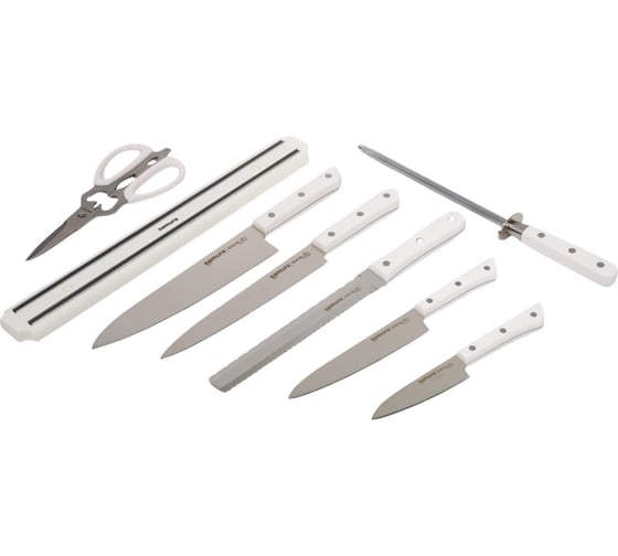  Набор ножей Samura Super Set 8 в 1 " HARAKIRI" 11,23,45,57,85,мусат,ножницы, держатель SHR-0280W/K