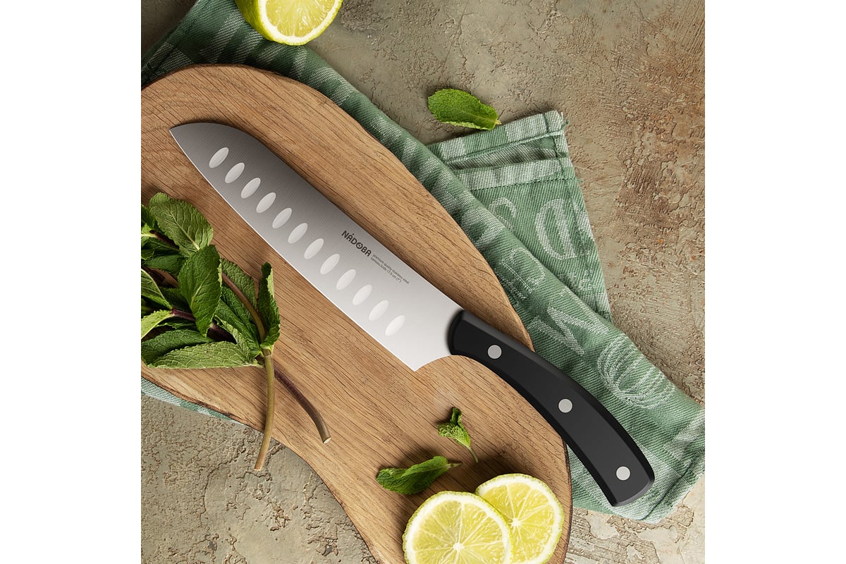 Набор из 5 кухонных ножей и блока для ножей с ножеточкой NADOBA серия .