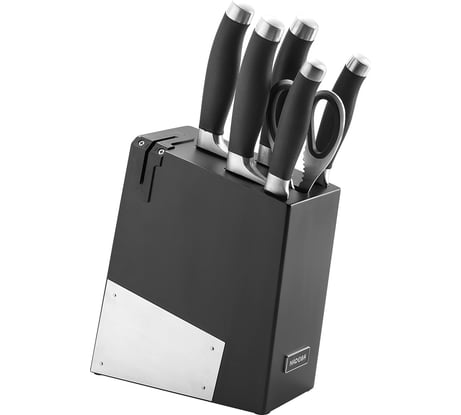 Набор NADOBA RUT из 5 кухонных ножей, ножниц и блока для ножей с ножеточкой, 722716