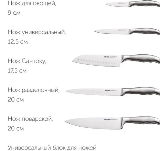 Набор NADOBA MARTA из 5 кухонных ножей с универсальным блоком, 722816