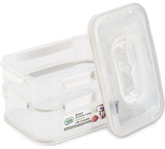 Органайзер SMART белый 2 секции 16.5x23.3x14см HOBBY LIFE HL021389W
