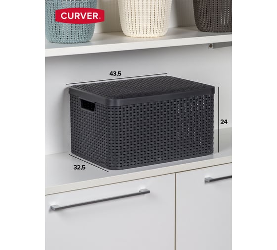 Корзина с крышкой CURVER STYLE L темно-серый 03619-308-00