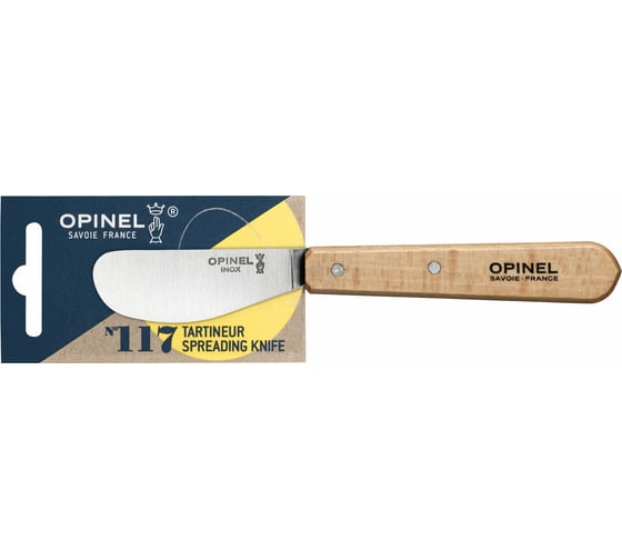 Нож для масла Opinel № 117, деревянная рукоять, блистер, нержавеющая сталь, 001933