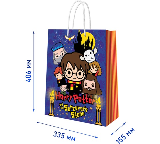 Пакет подарочный большой ND Play Harry Potter, Гарри Поттер и Философский камень, 335x406x155 мм, чиби 297876
