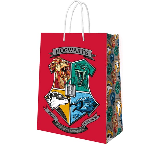 Пакет подарочный большой ND Play Harry Potter, красный, Герб Хогвардс, 335x406x155 мм 297870