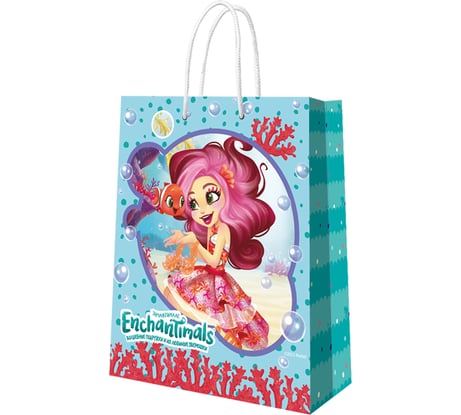 Пакет подарочный большой ND Play Enchantimals, голубой, 335x406x155 мм 298516